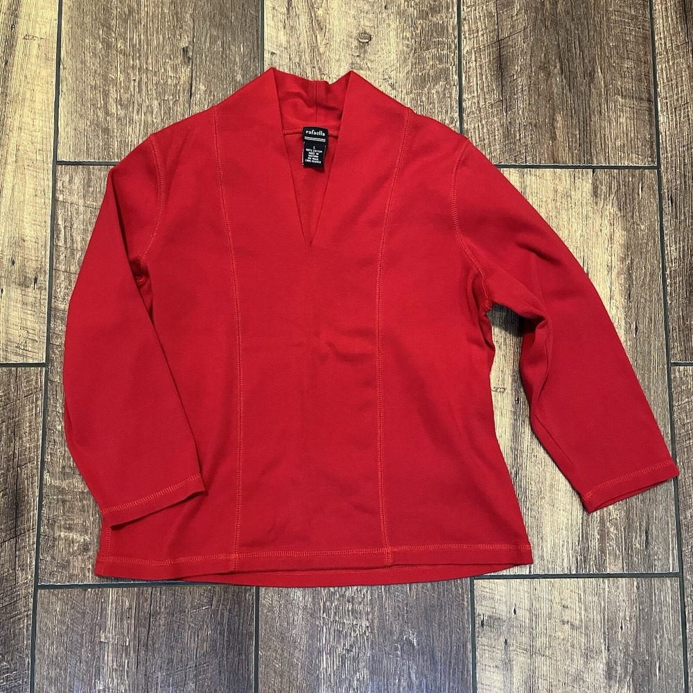 Rafaella Red Long Sleeve Shirt, Size L Heavy